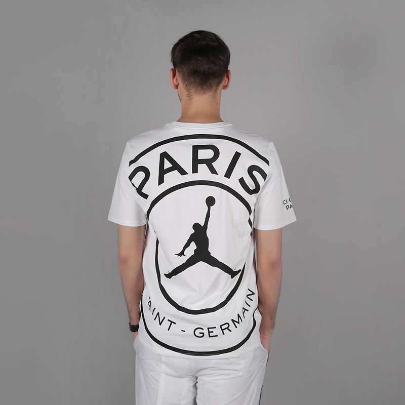 мужская белая футболка Jordan PSG Logo T-Shirt BQ4273-100 - цена, описание, фото 4